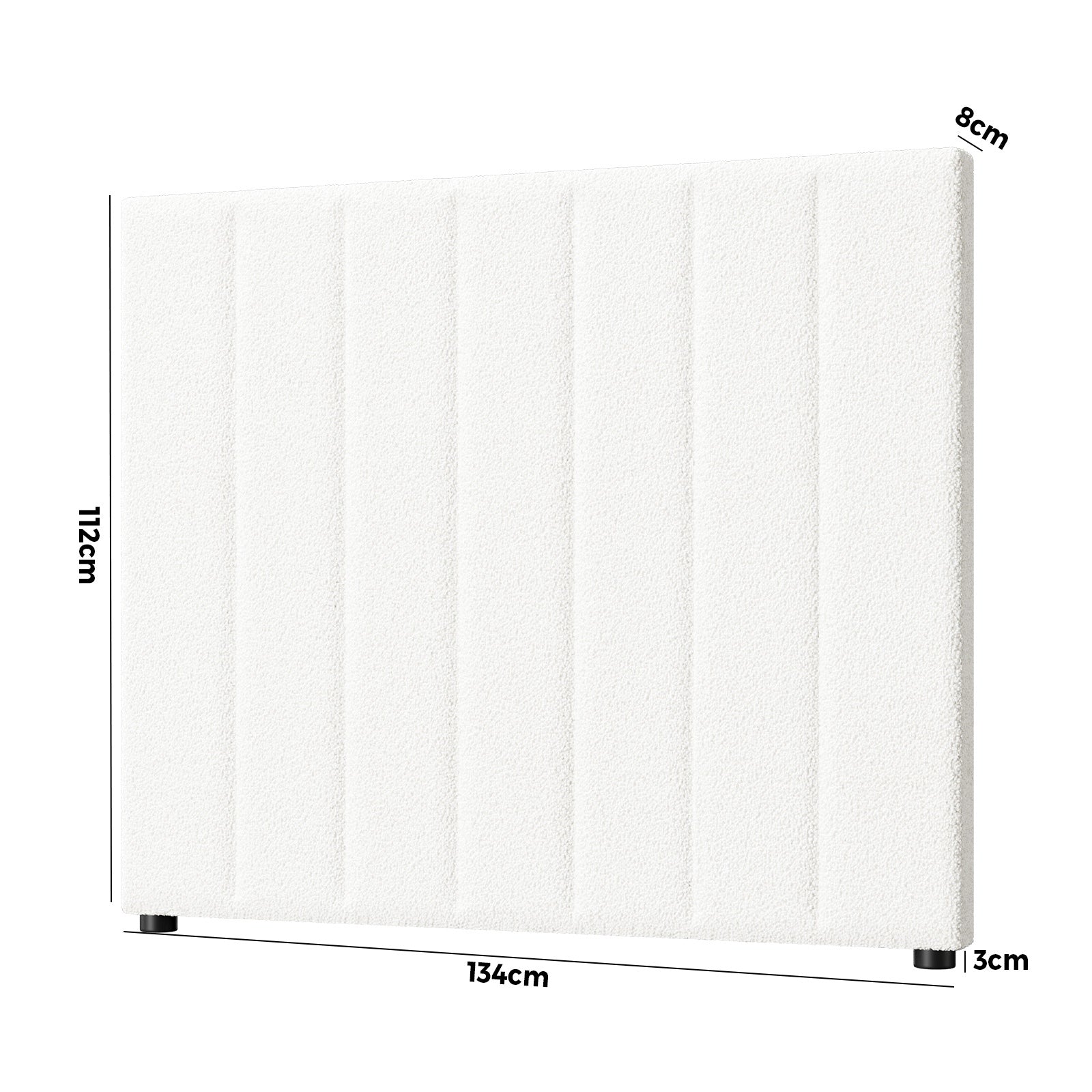 Oikiture Bed Frame Headboard King Single Size Head Bedhead White Boucle - Sunyee