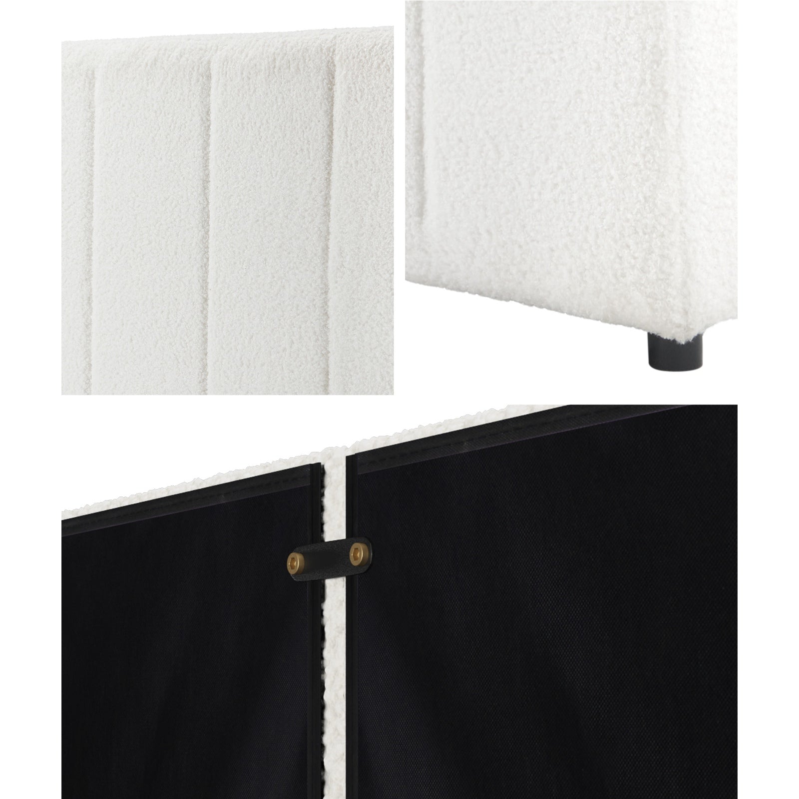 Oikiture Bed Frame Headboard Double Queen King Size Head Bedhead White Boucle - Sunyee