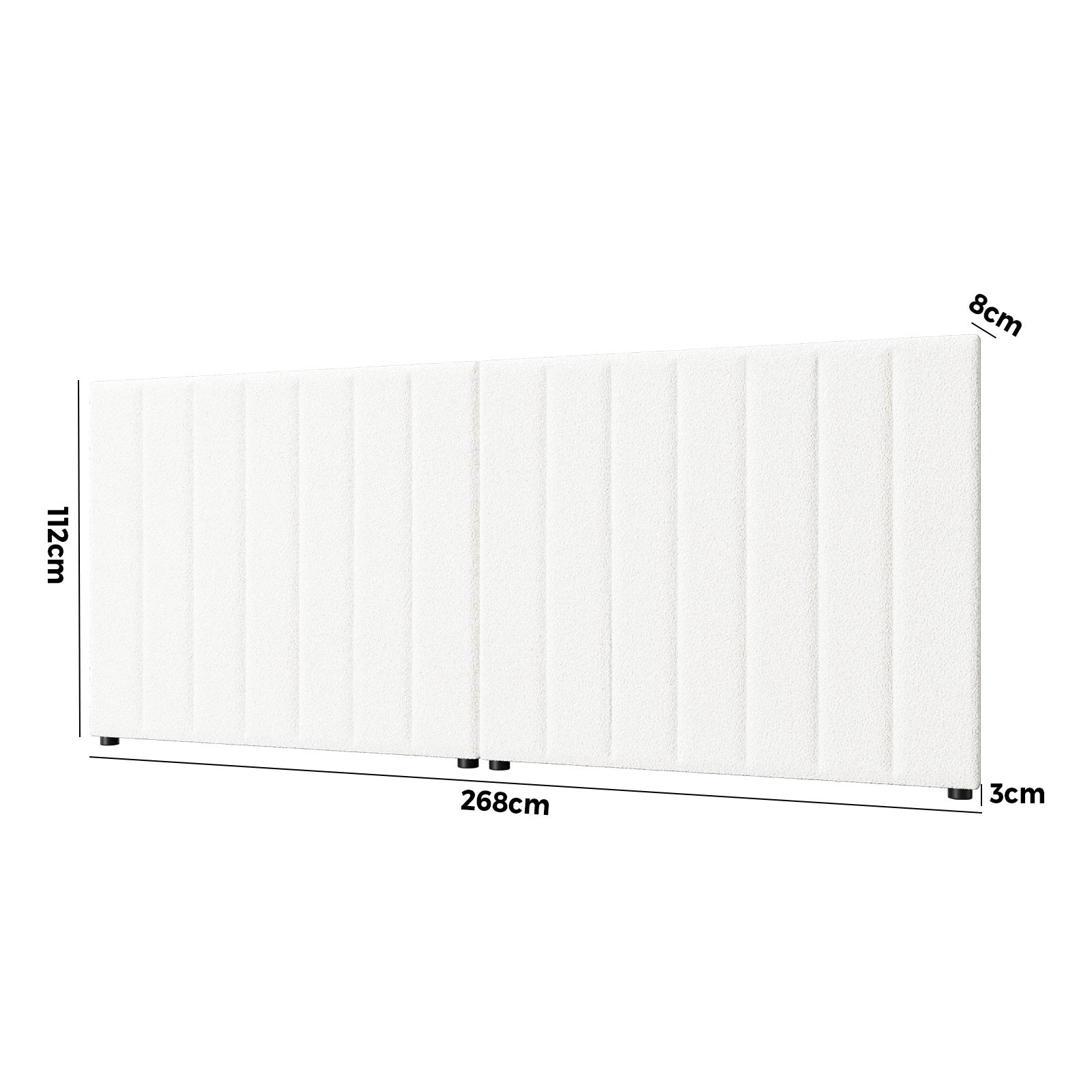 Oikiture Bed Frame Headboard Double Queen King Size Head Bedhead White Boucle - Sunyee