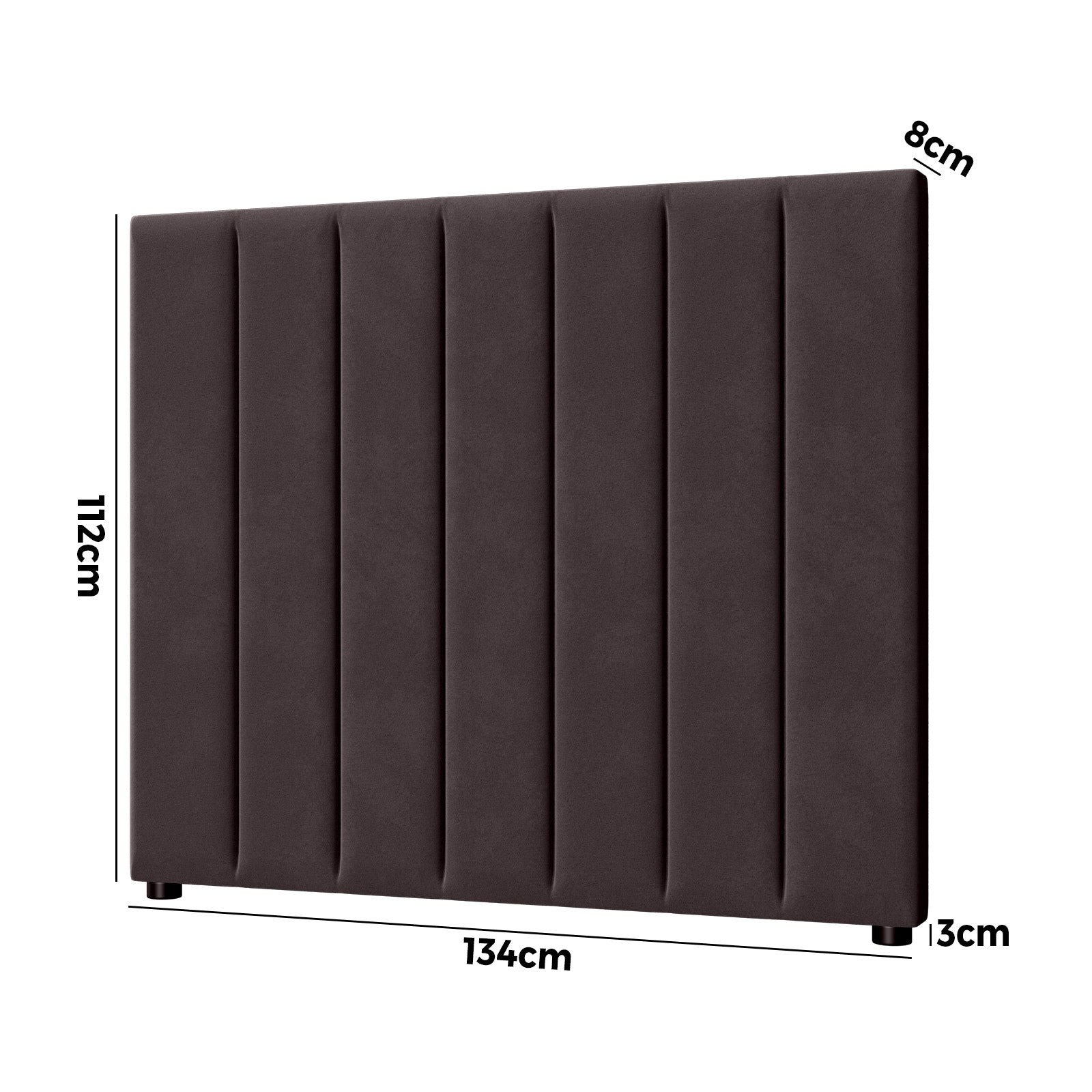 Oikiture Bed Frame Headboard King Single Size Head Bedhead Brown Velvet - Sunyee