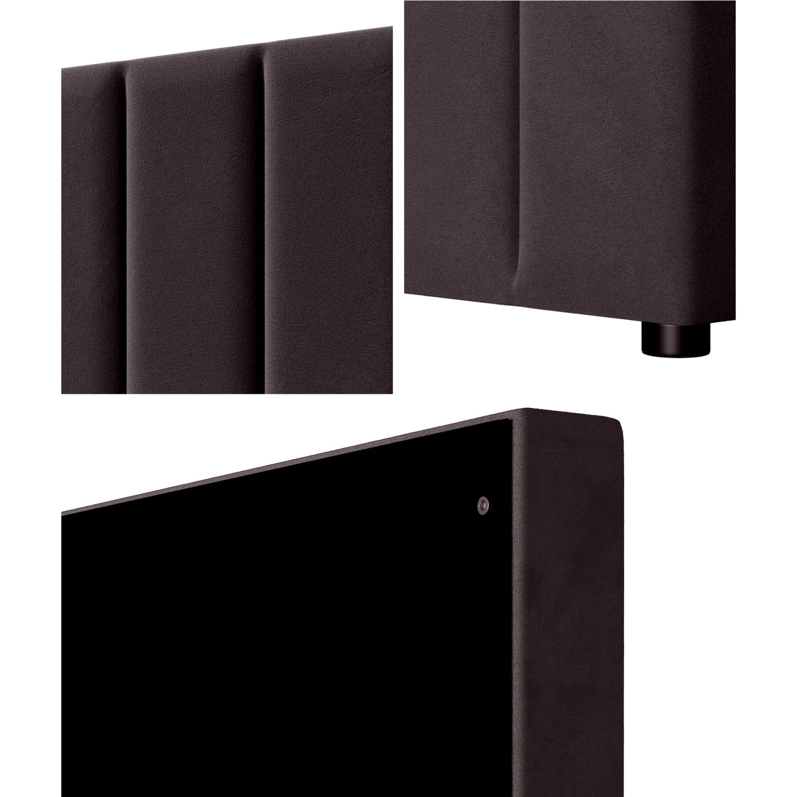 Oikiture Bed Frame Headboard King Single Size Head Bedhead Brown Velvet - Sunyee