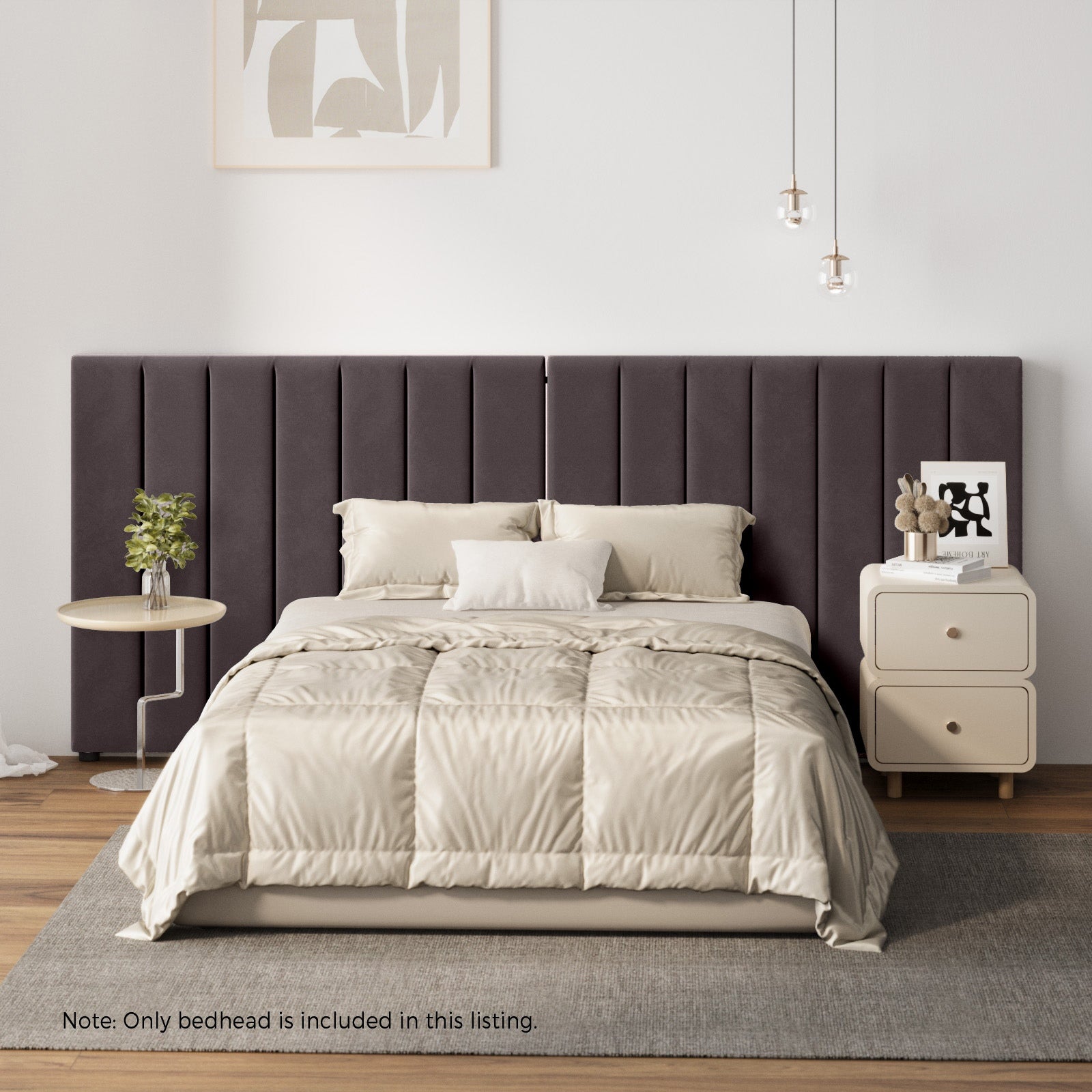 Oikiture Bed Frame Headboard Double Queen King Size Head Bedhead Brown Velvet - Sunyee