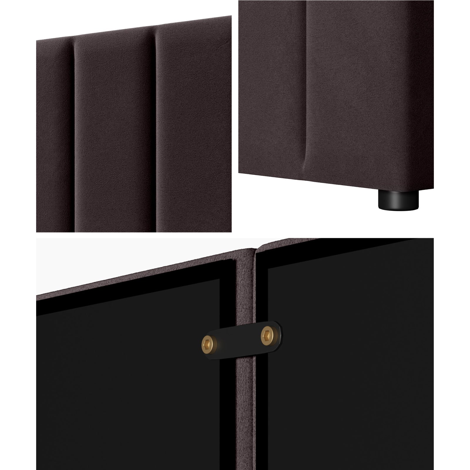 Oikiture Bed Frame Headboard Double Queen King Size Head Bedhead Brown Velvet - Sunyee