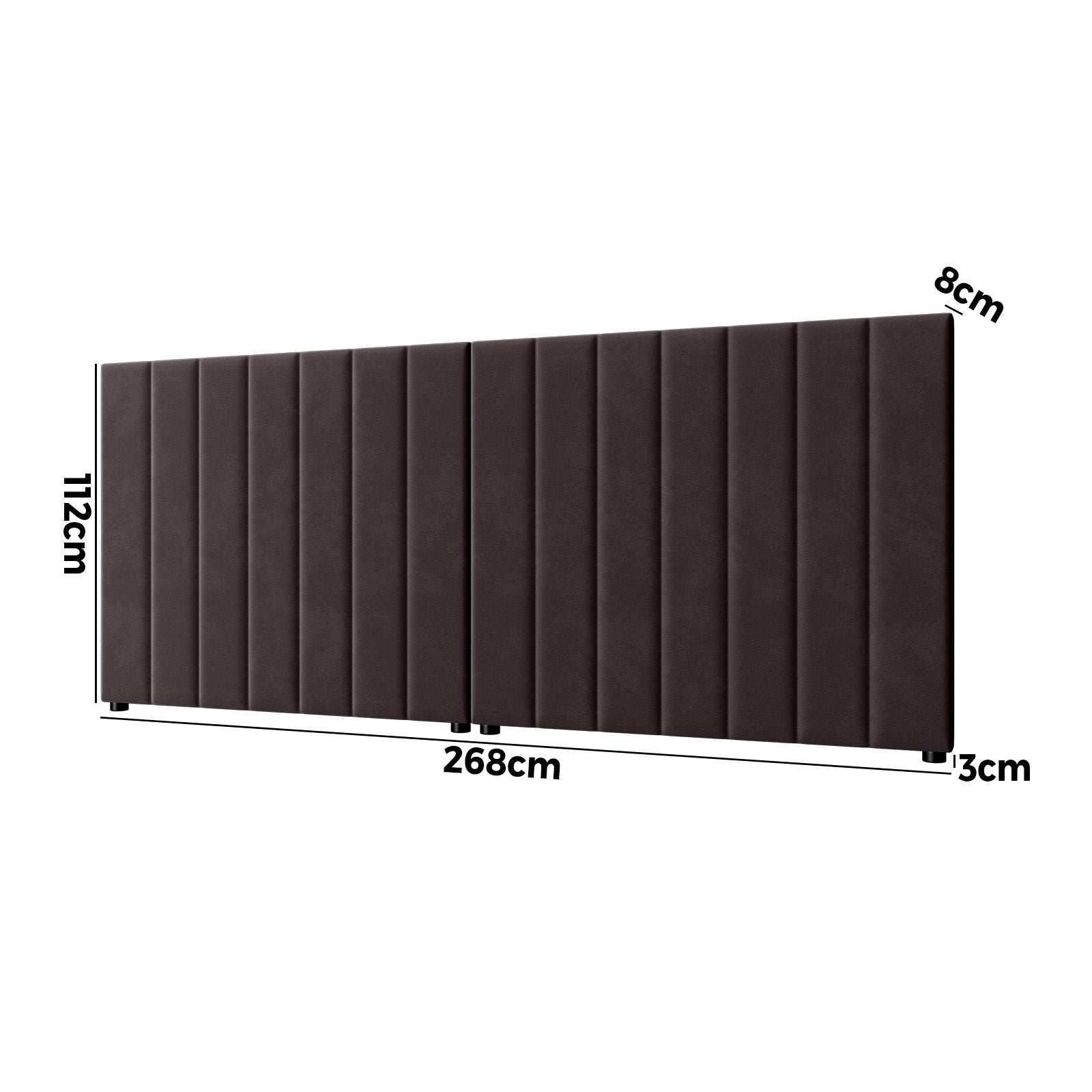 Oikiture Bed Frame Headboard Double Queen King Size Head Bedhead Brown Velvet - Sunyee