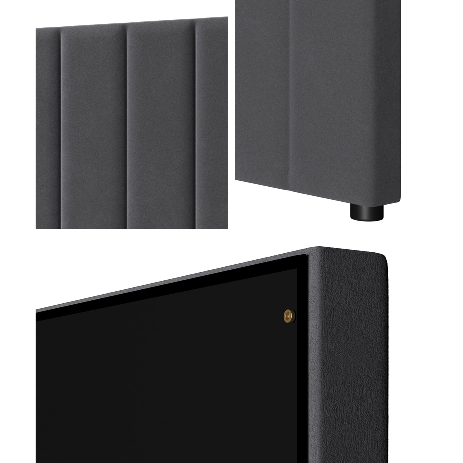 Oikiture Bed Frame Headboard King Single Size Head Bedhead Grey Velvet - Sunyee