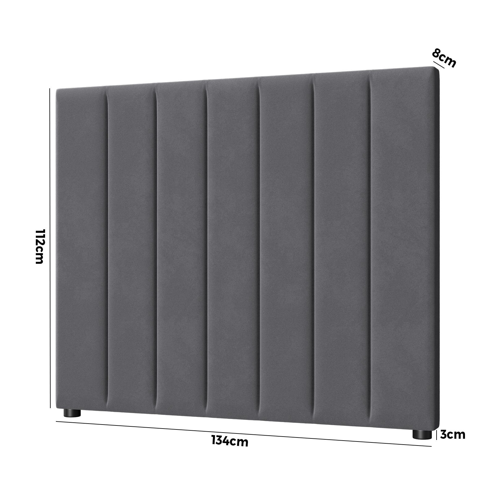 Oikiture Bed Frame Headboard King Single Size Head Bedhead Grey Velvet - Sunyee