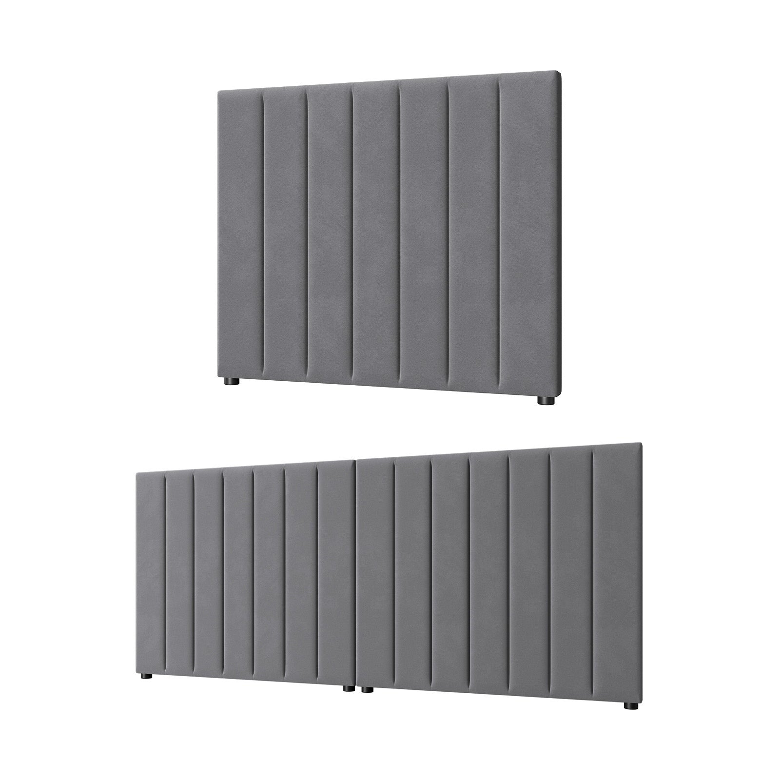 Oikiture Headboard Queen Double King Single Bedhead Velvet Fabric Grey - Sunyee