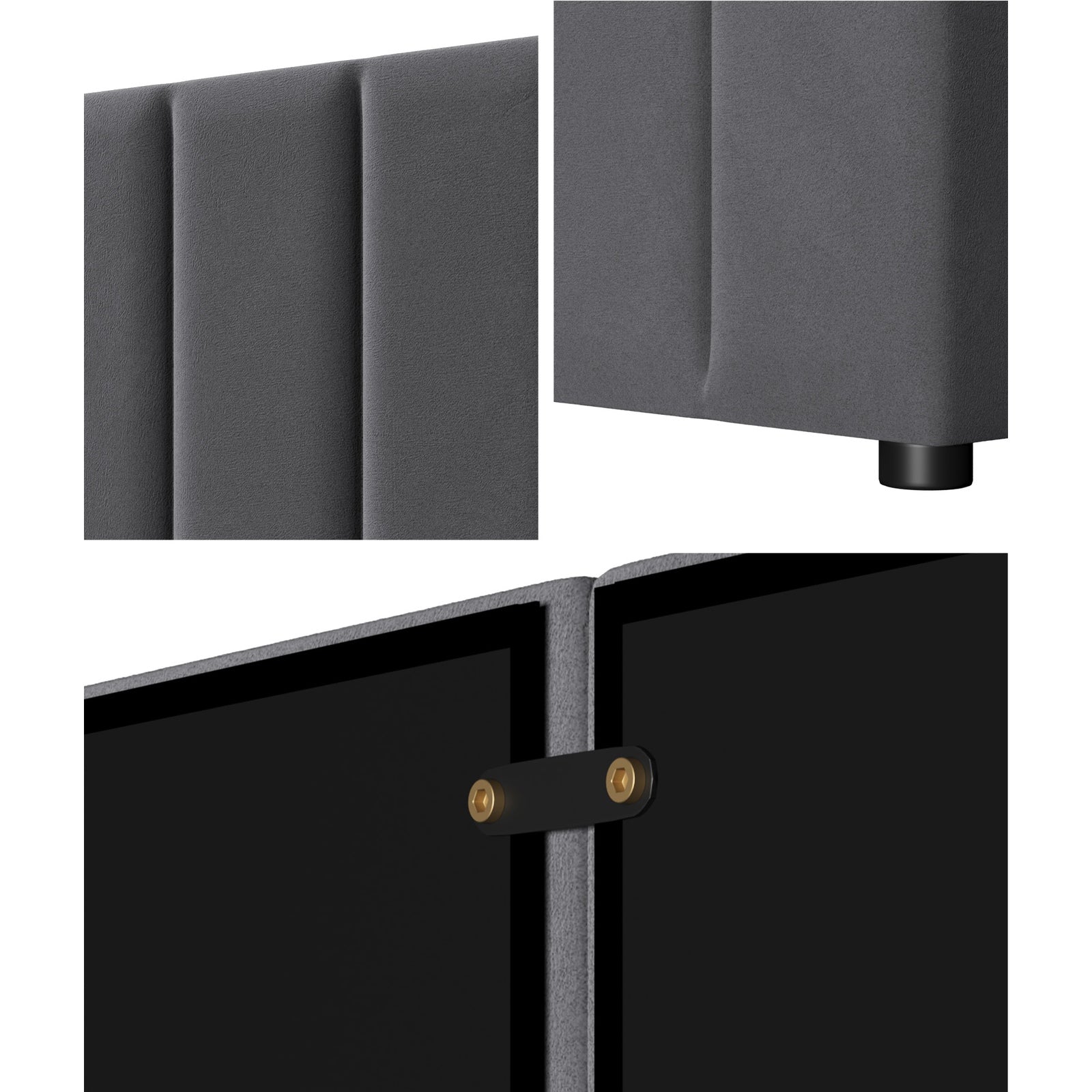 Oikiture Bed Frame Headboard Double Queen King Size Head Bedhead Grey Velvet - Sunyee