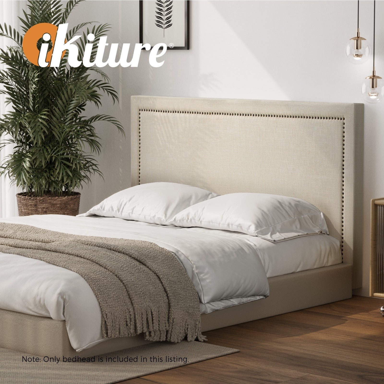 Oikiture Queen Double King Single Bed Headboard Bedhead Bedroom Furniture Beige - Sunyee