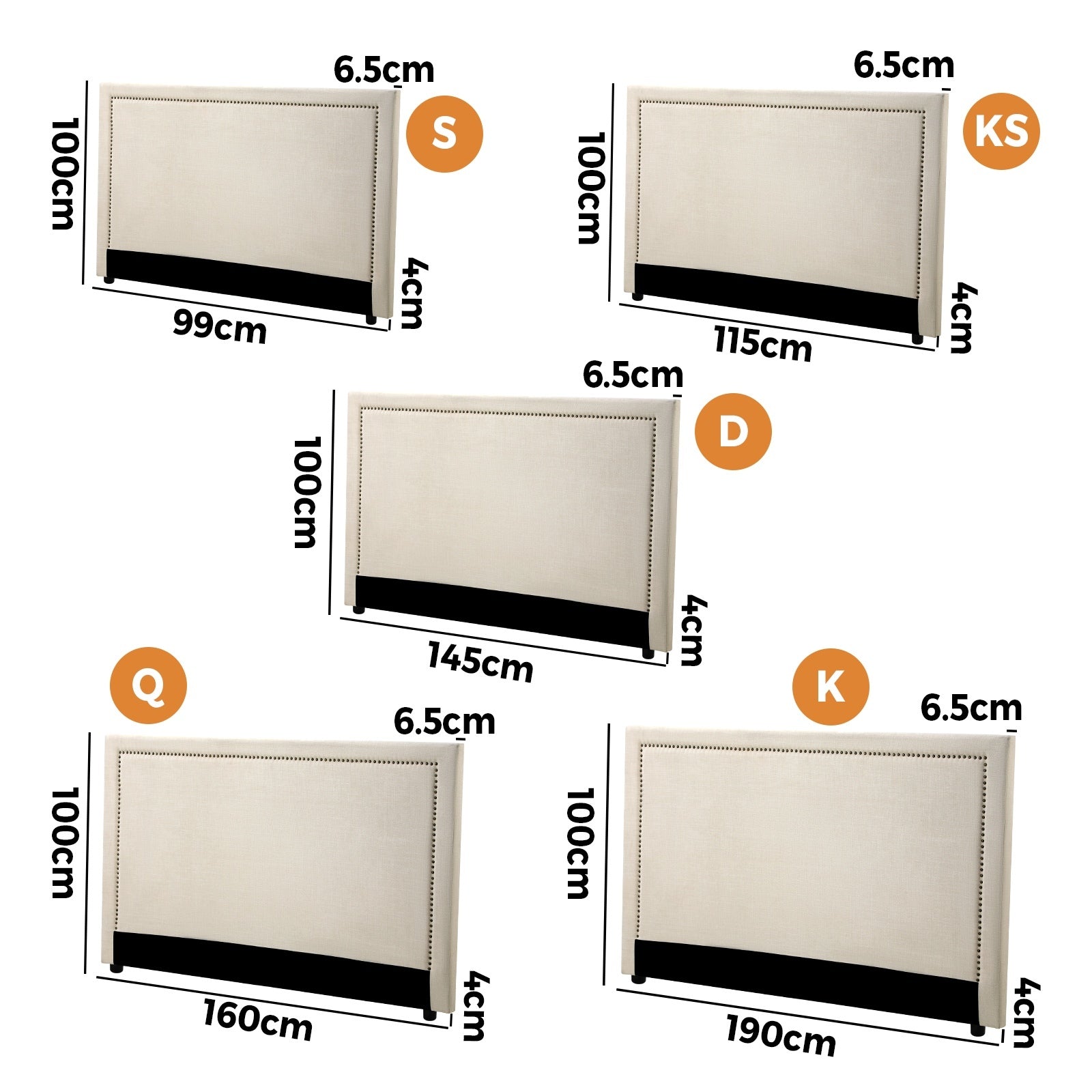 Oikiture Queen Double King Single Bed Headboard Bedhead Bedroom Furniture Beige - Sunyee