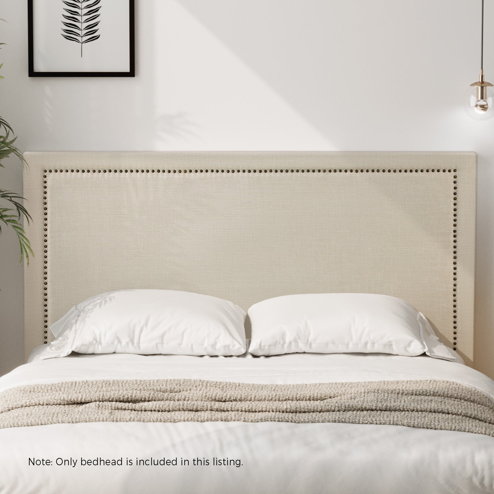 Oikiture King Size Bed Headboard Bedhead Bedroom Furniture - Beige - Sunyee