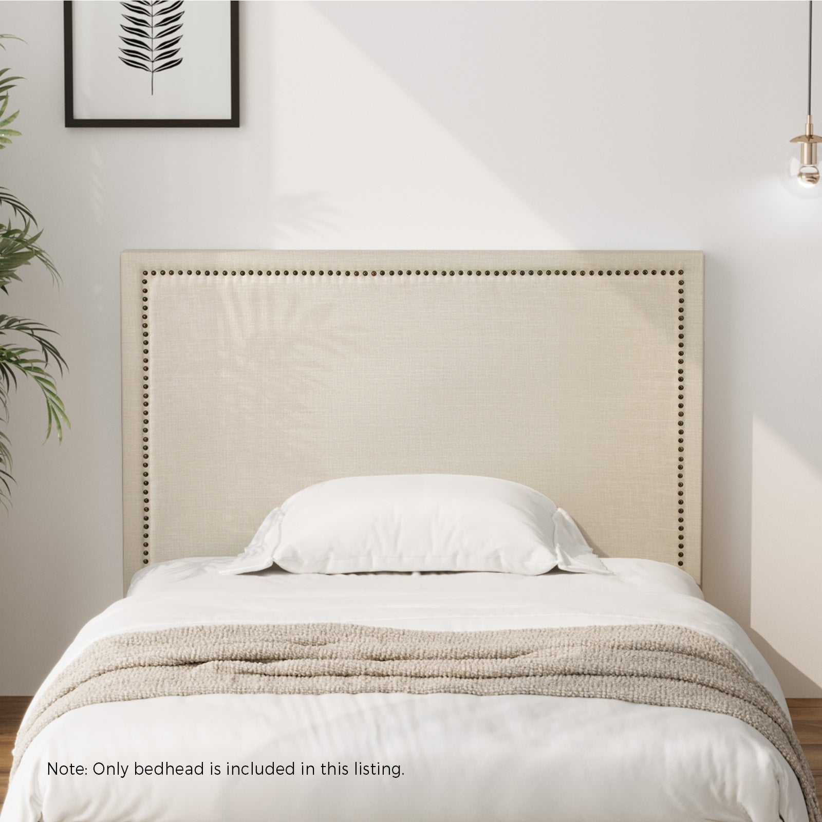 Oikiture King Single Bed Headboard Bedhead Bedroom Furniture - Beige - Sunyee