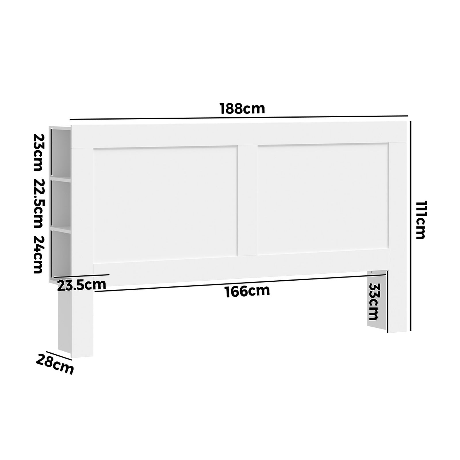 Oikiture Headboard Bed Head King Size Bedhead with Storage Shelves White - Sunyee