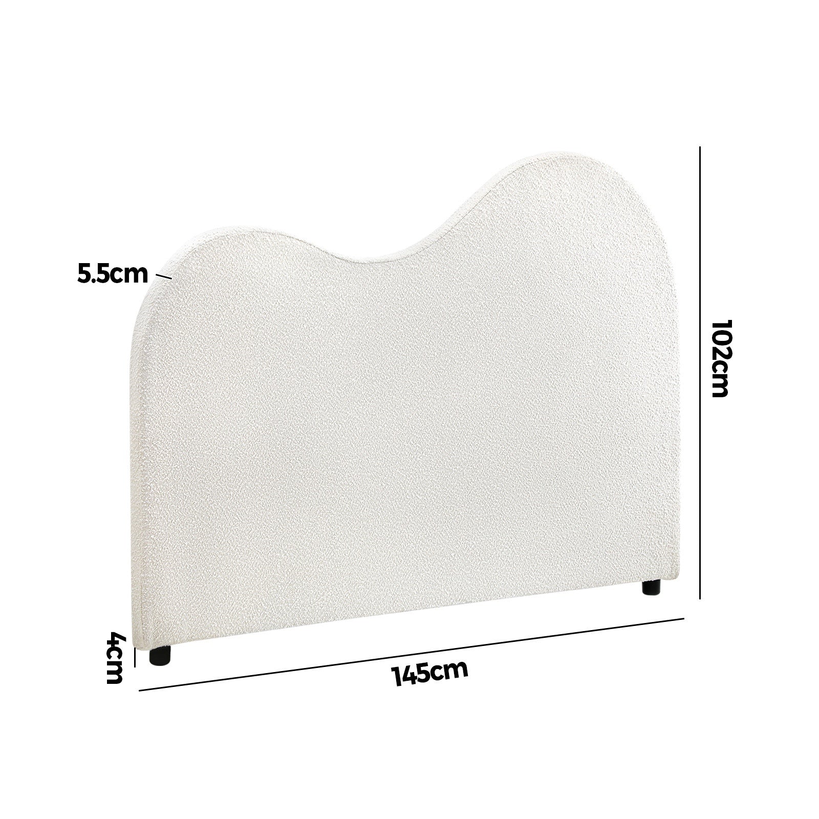 Oikiture Bed Head Double Size Headboard Bedhead Boucle Fabric White - Sunyee