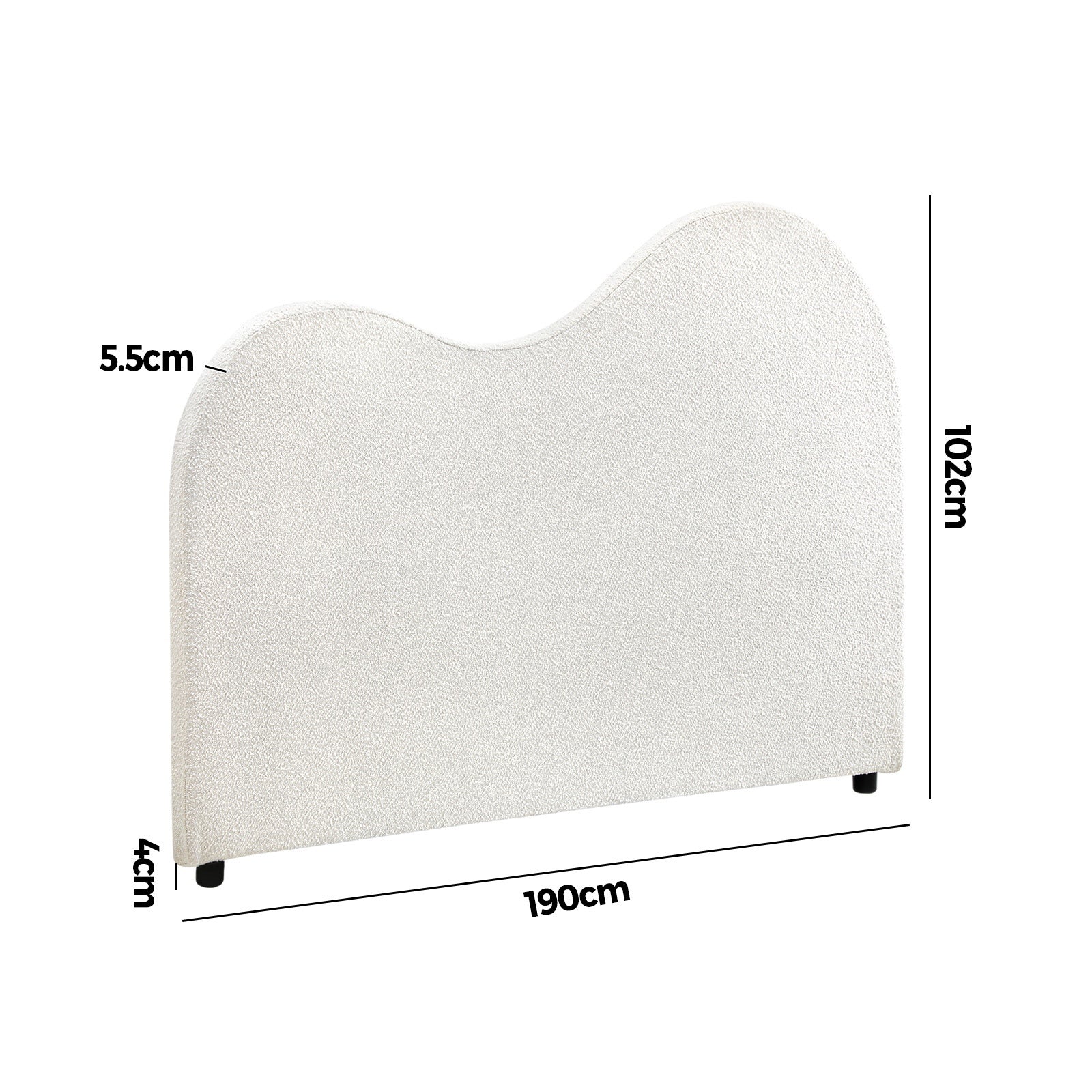 Oikiture Bed Head King Size Headboard Bedhead Boucle Fabric White - Sunyee