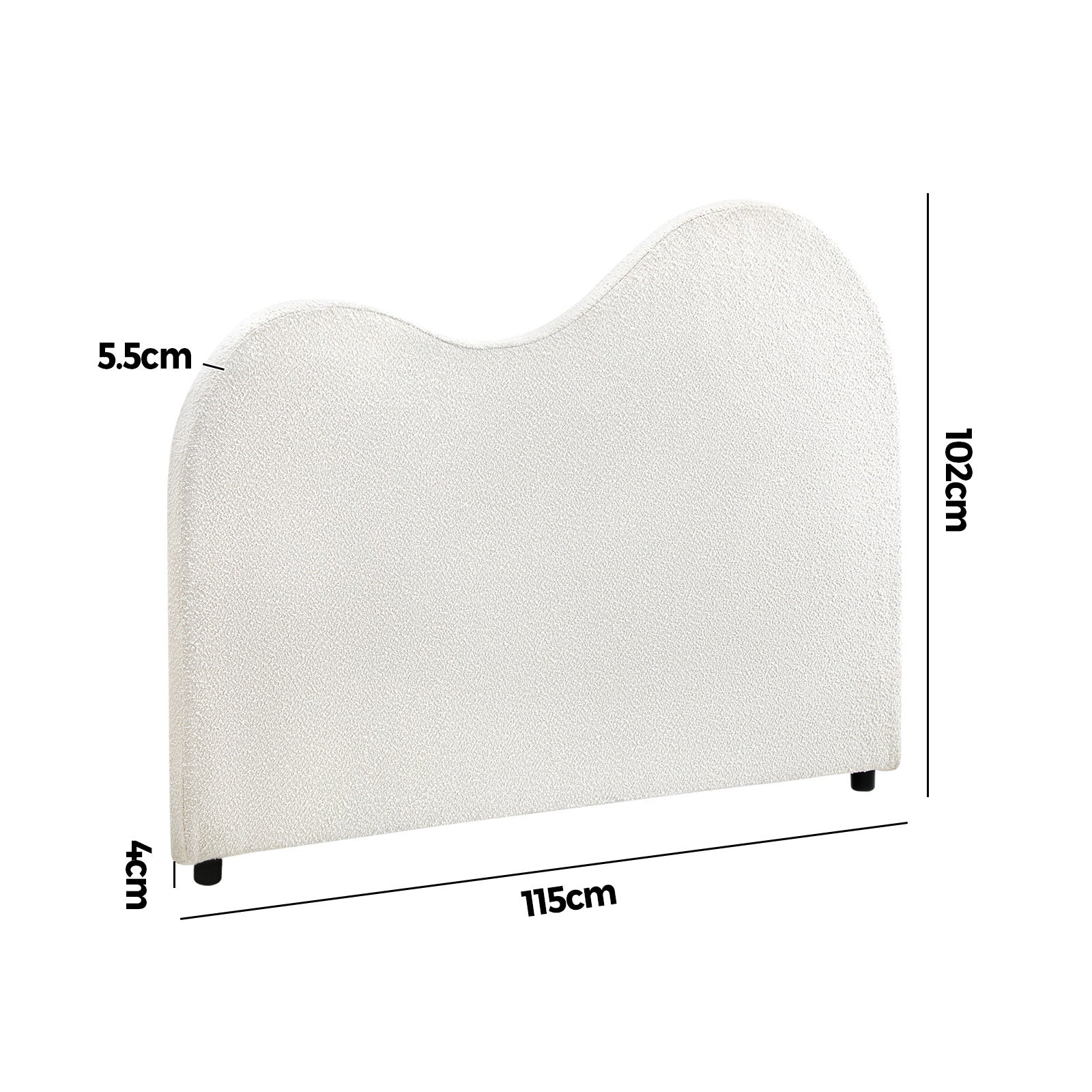 Oikiture Bed Head King Single Size Headboard Bedhead Boucle Fabric White - Sunyee