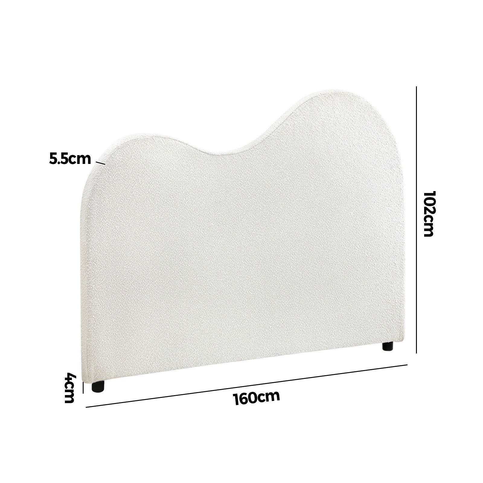 Oikiture Bed Head Queen Size Headboard Bedhead Boucle Fabric White - Sunyee