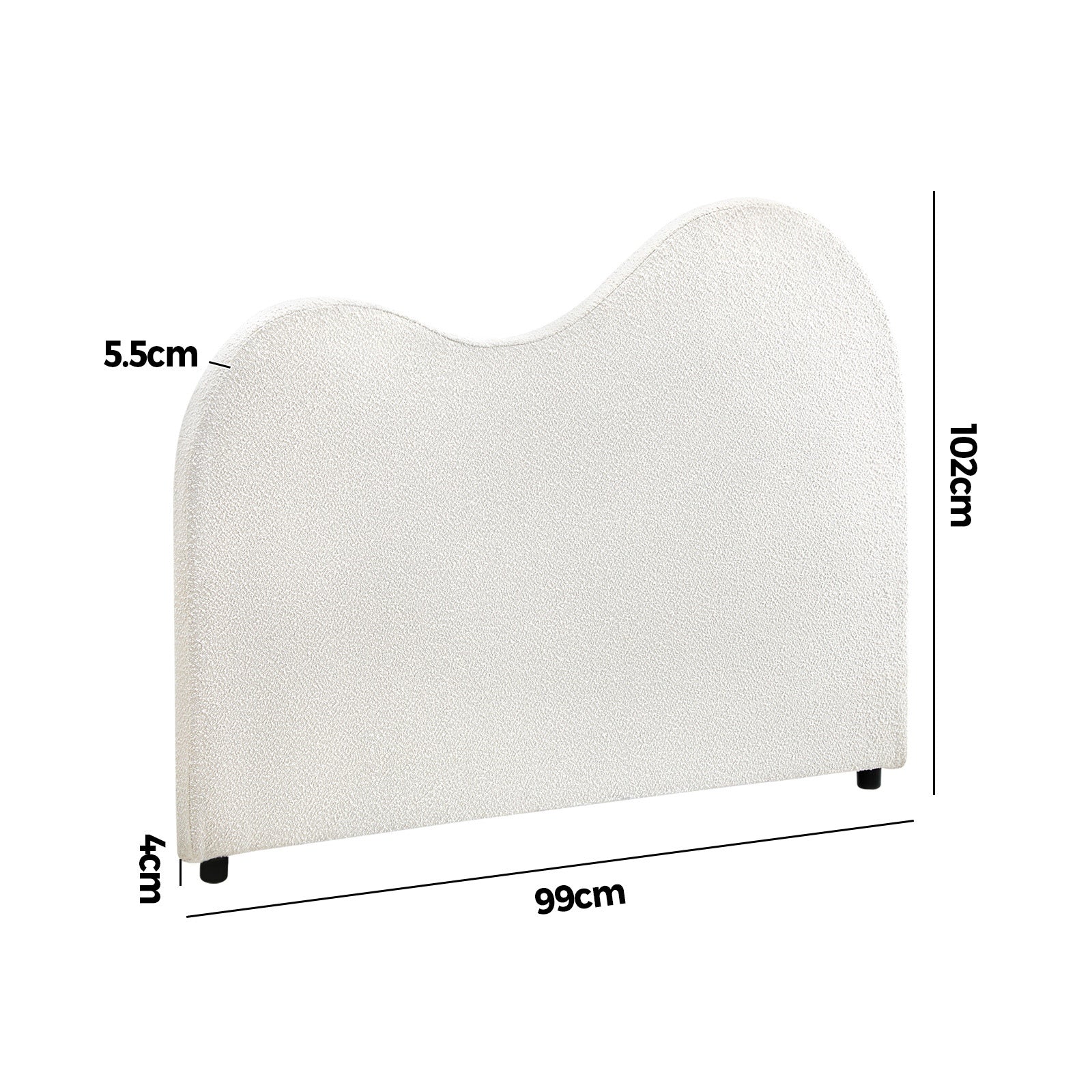 Oikiture Bed Head Single Size Headboard Bedhead Boucle Fabric White - Sunyee