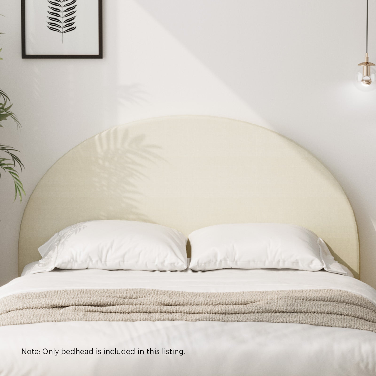 Oikiture Bed Head Double Size Headboard Bedhead Fabric Beige - Sunyee