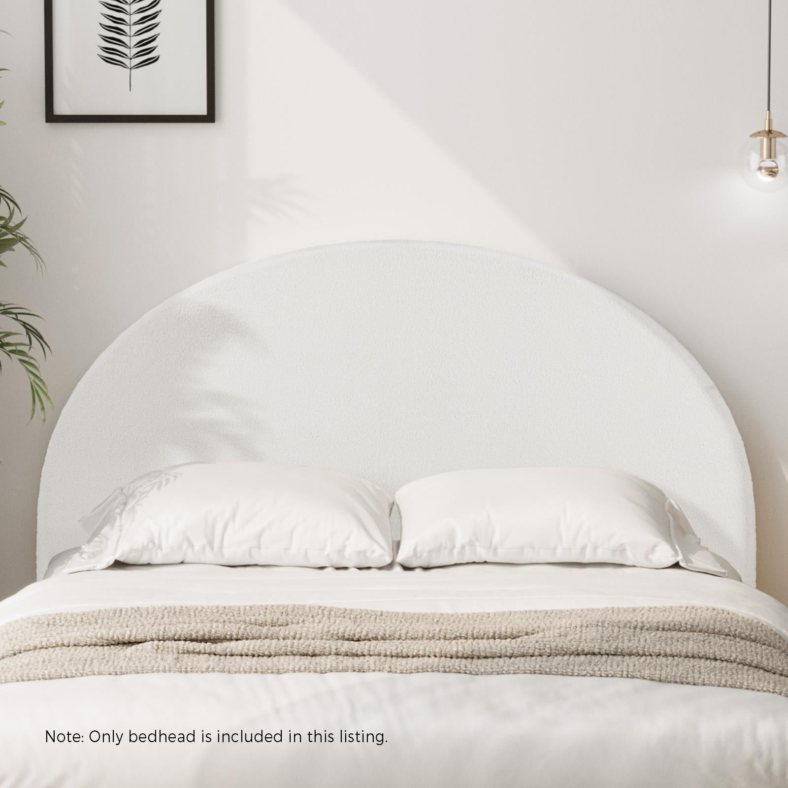 Oikiture Bed Head Double Size Headboard Bedhead Boucle White - Sunyee