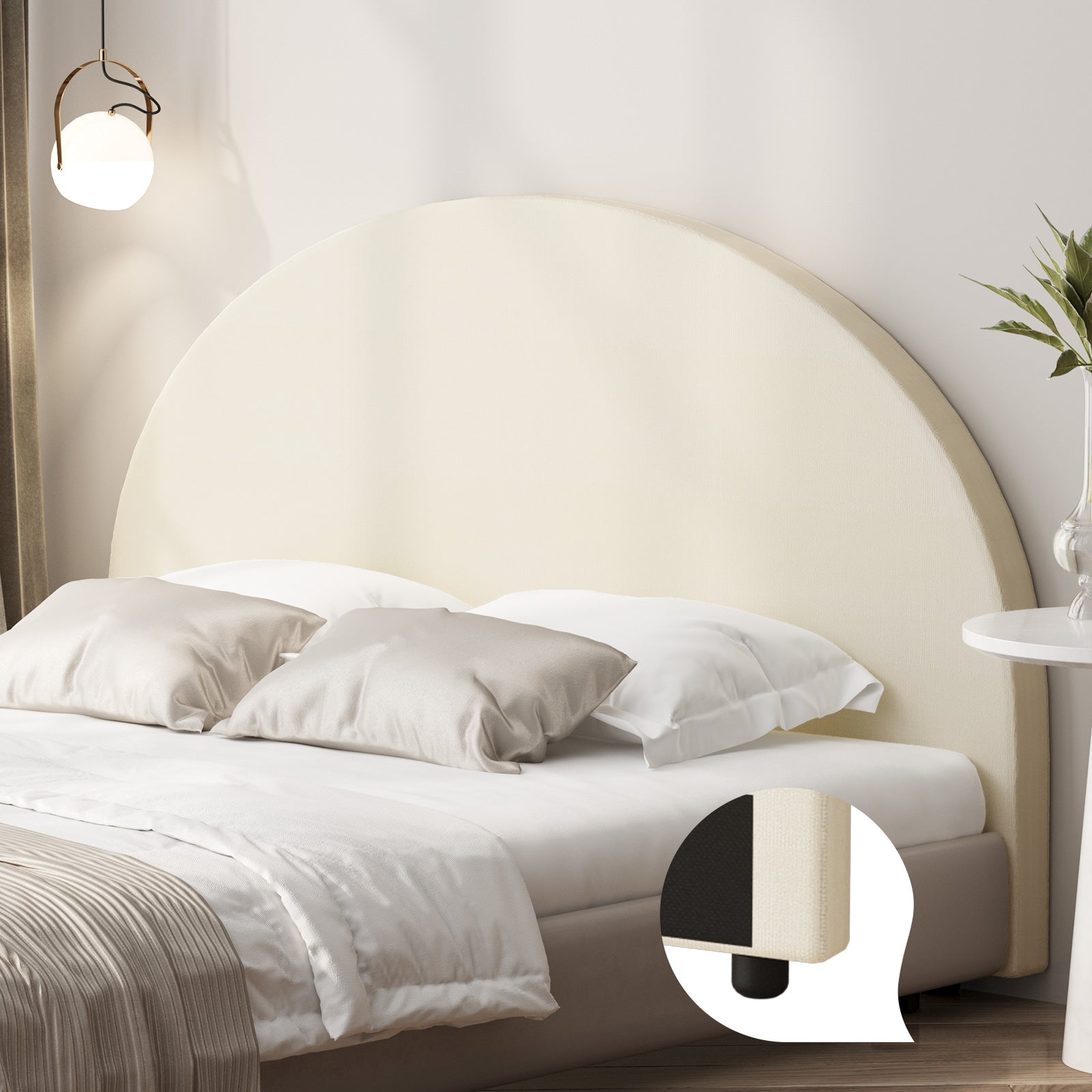 Oikiture Headboard Queen Double King Single Size Bed Head Bedhead Boucle Fabric - Sunyee