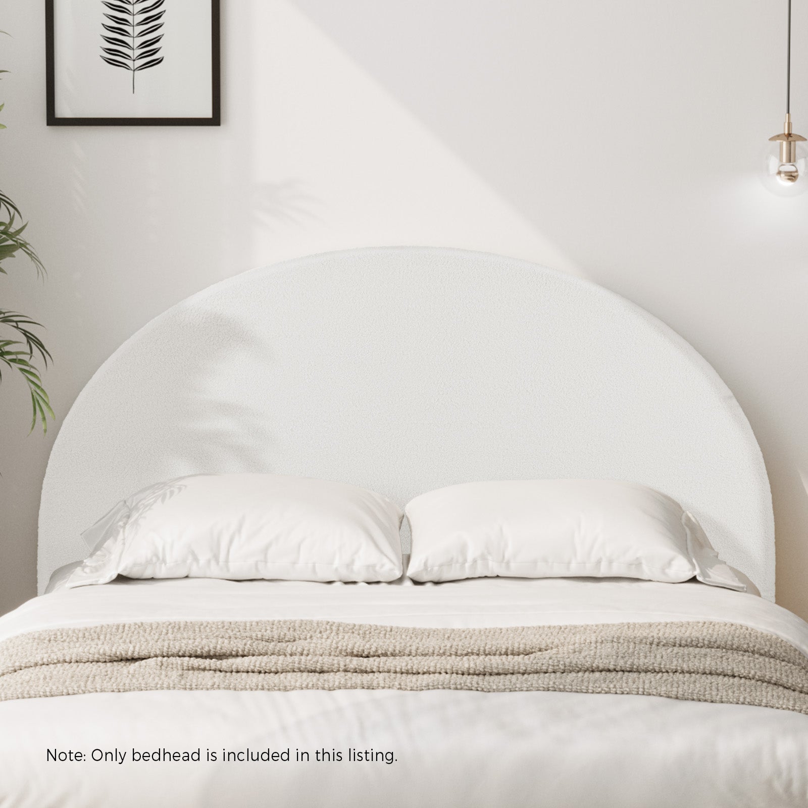 Oikiture Bed Head King Size Headboard Bedhead Boucle White - Sunyee