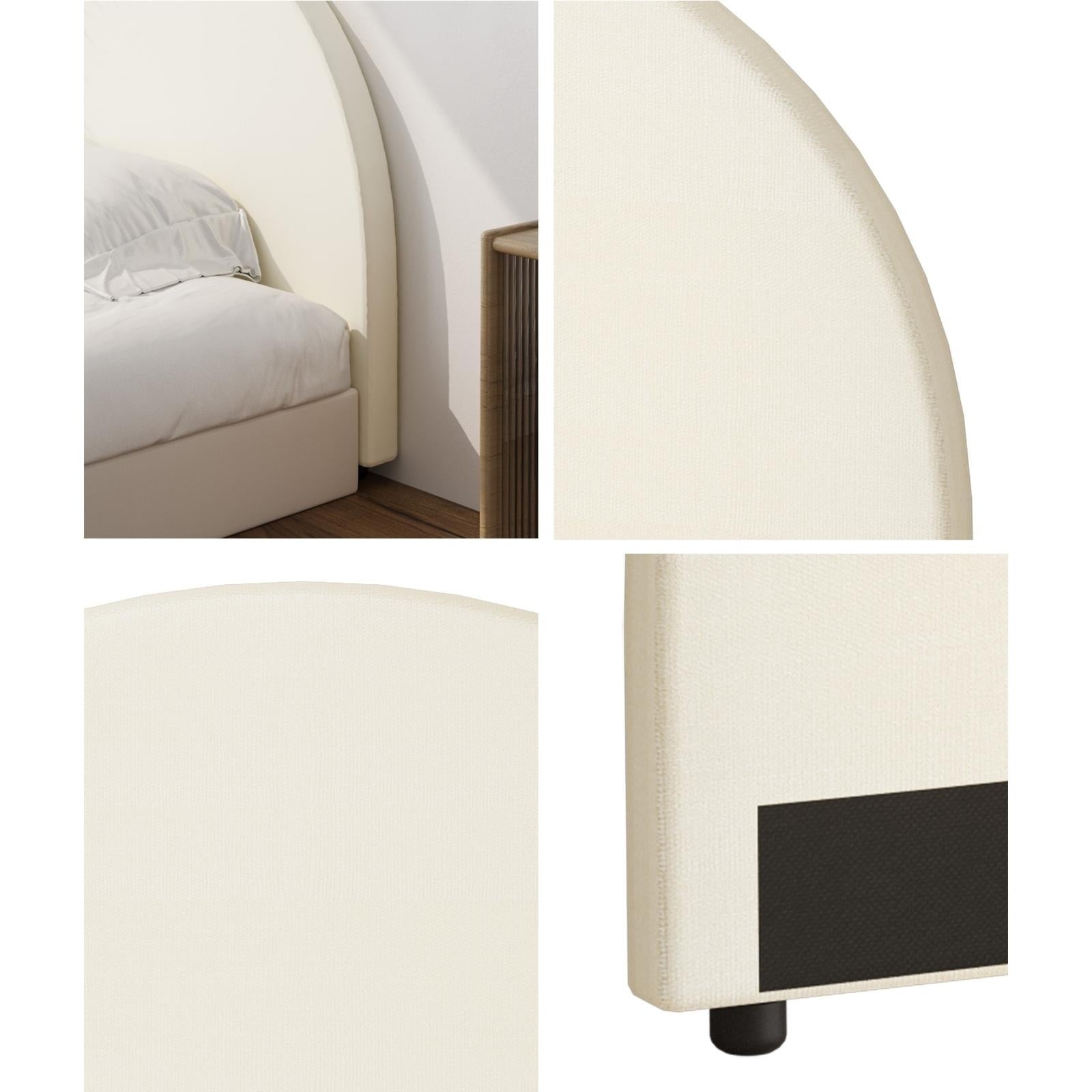 Oikiture Bed Head King Single Size Headboard Bedhead Fabric Beige - Sunyee