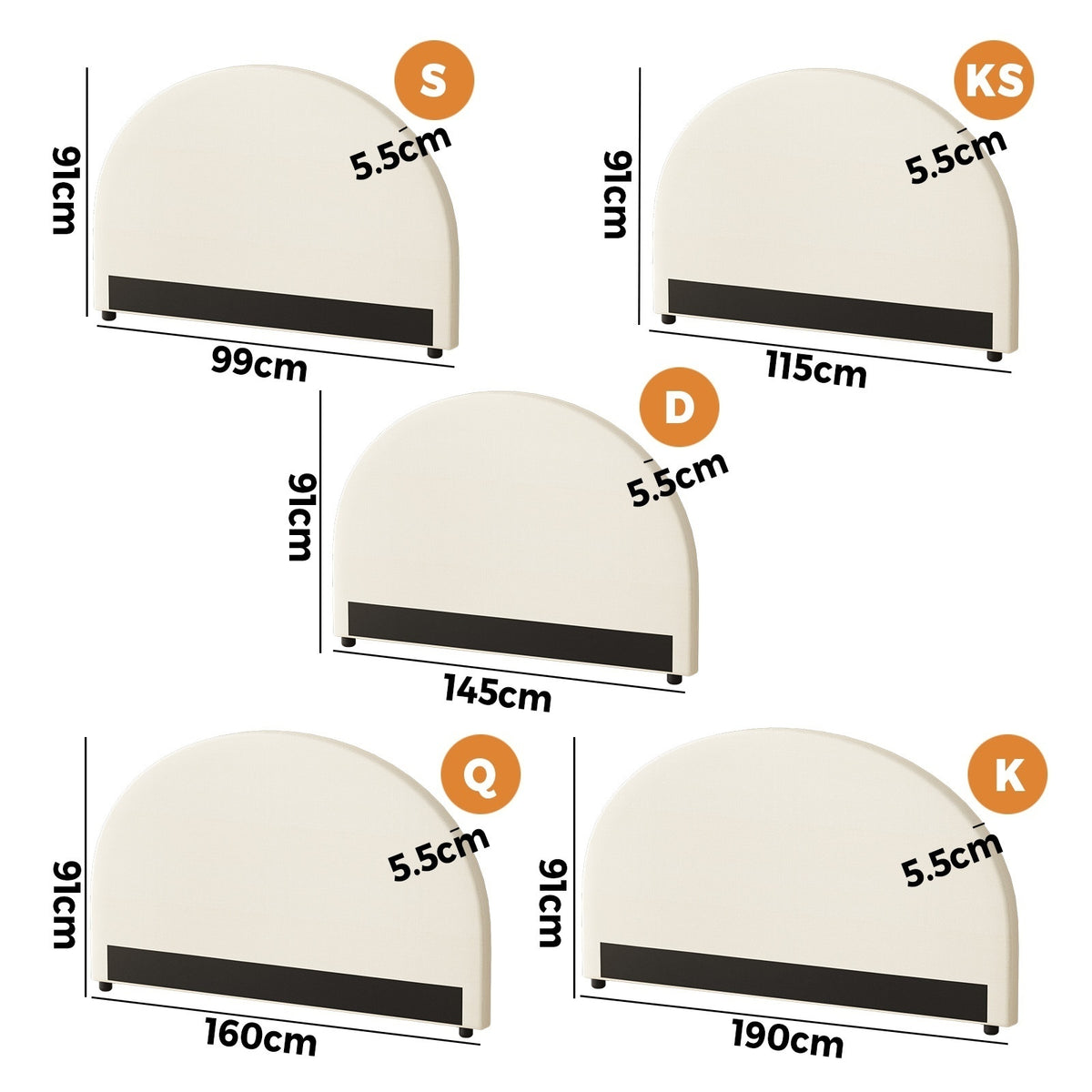Oikiture Headboard Queen Double King Single Size Bed Head Bedhead Boucle Fabric