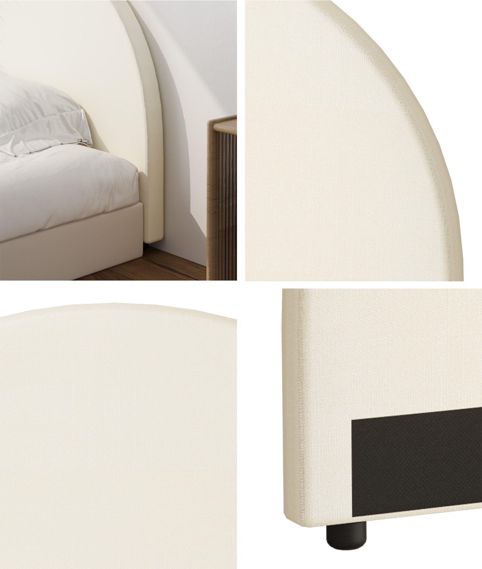 Oikiture Bed Head Single Size Headboard Bedhead Fabric Beige - Sunyee