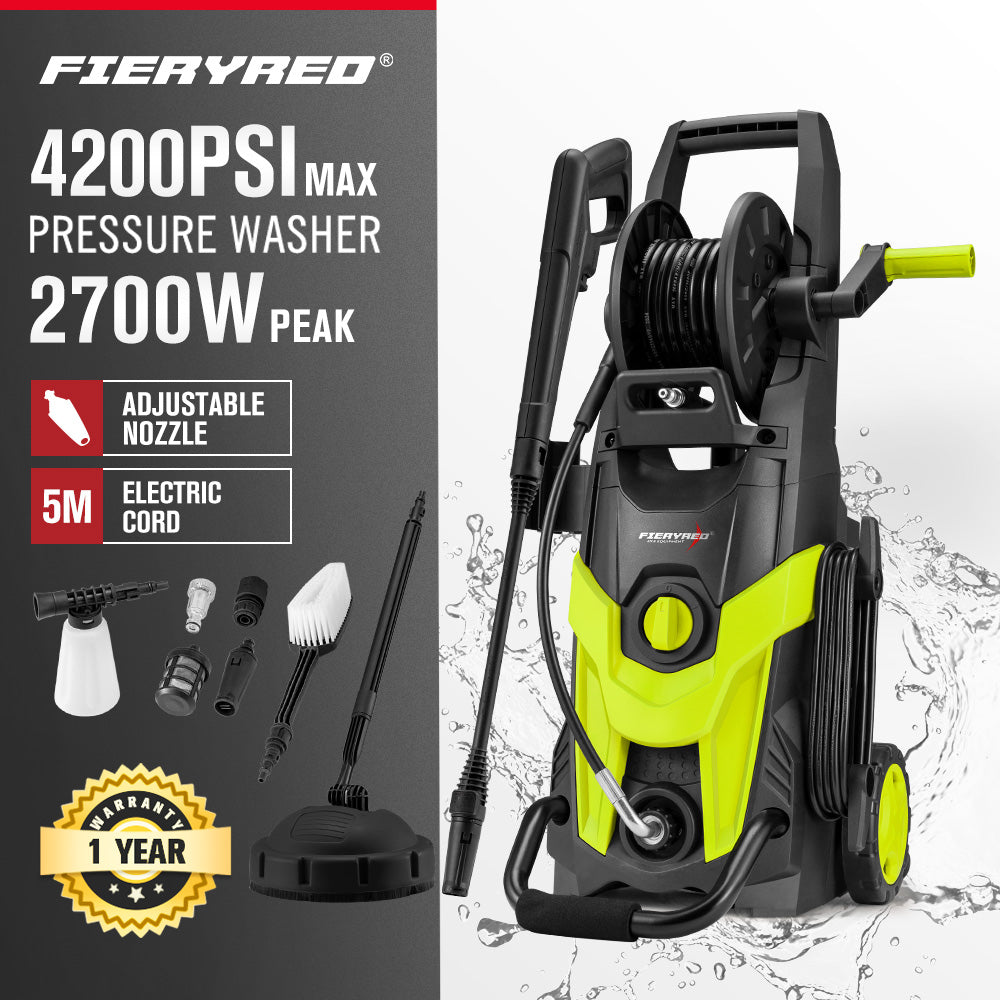 Fieryred 2700W Peak High Pressure Washer Cleaner Electric Water Pump Max 4200PSI - Sunyee