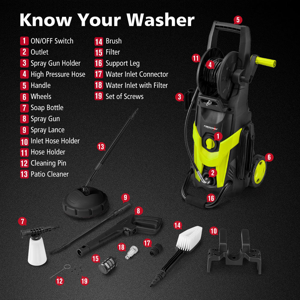 Fieryred 2700W Peak High Pressure Washer Cleaner Electric Water Gurney Pump - Sunyee