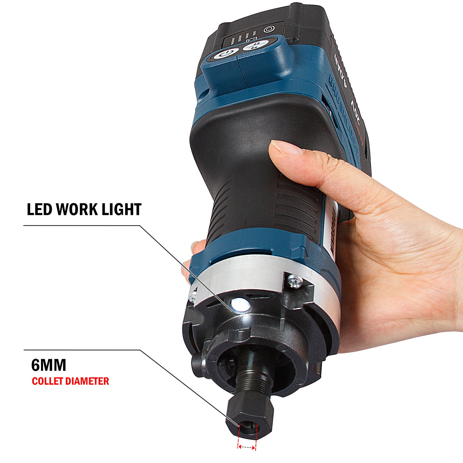 MindSpoon 1/4 inch 6mm Cordless Electric Plunge Wood Router - Sunyee