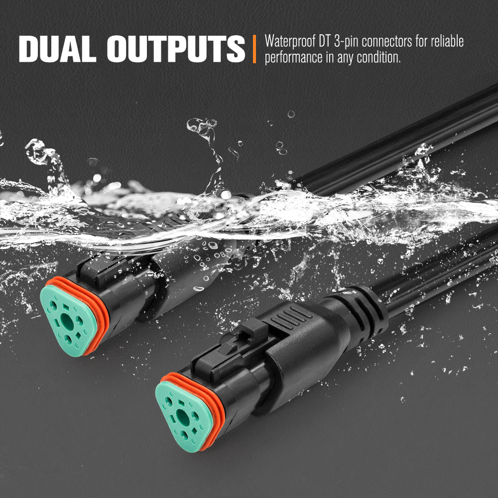 Lightfox 2 Way High Beam Wiring Harness w/ DT 3-Pin Connectors For LED Pod Light - Sunyee