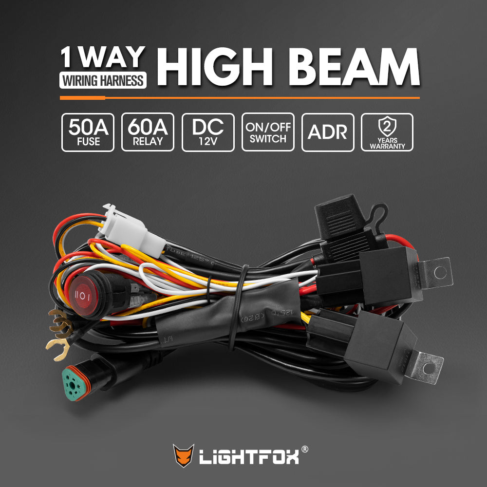 Lightfox High Beam Wiring Harness with DT 3-Pin Connectors For LED Pod Light - Sunyee