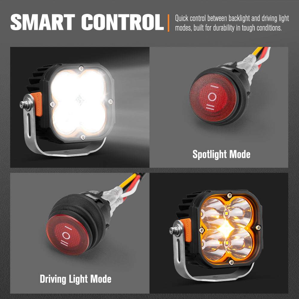 Lightfox High Beam Wiring Harness with DT 3-Pin Connectors For LED Pod Light - Sunyee