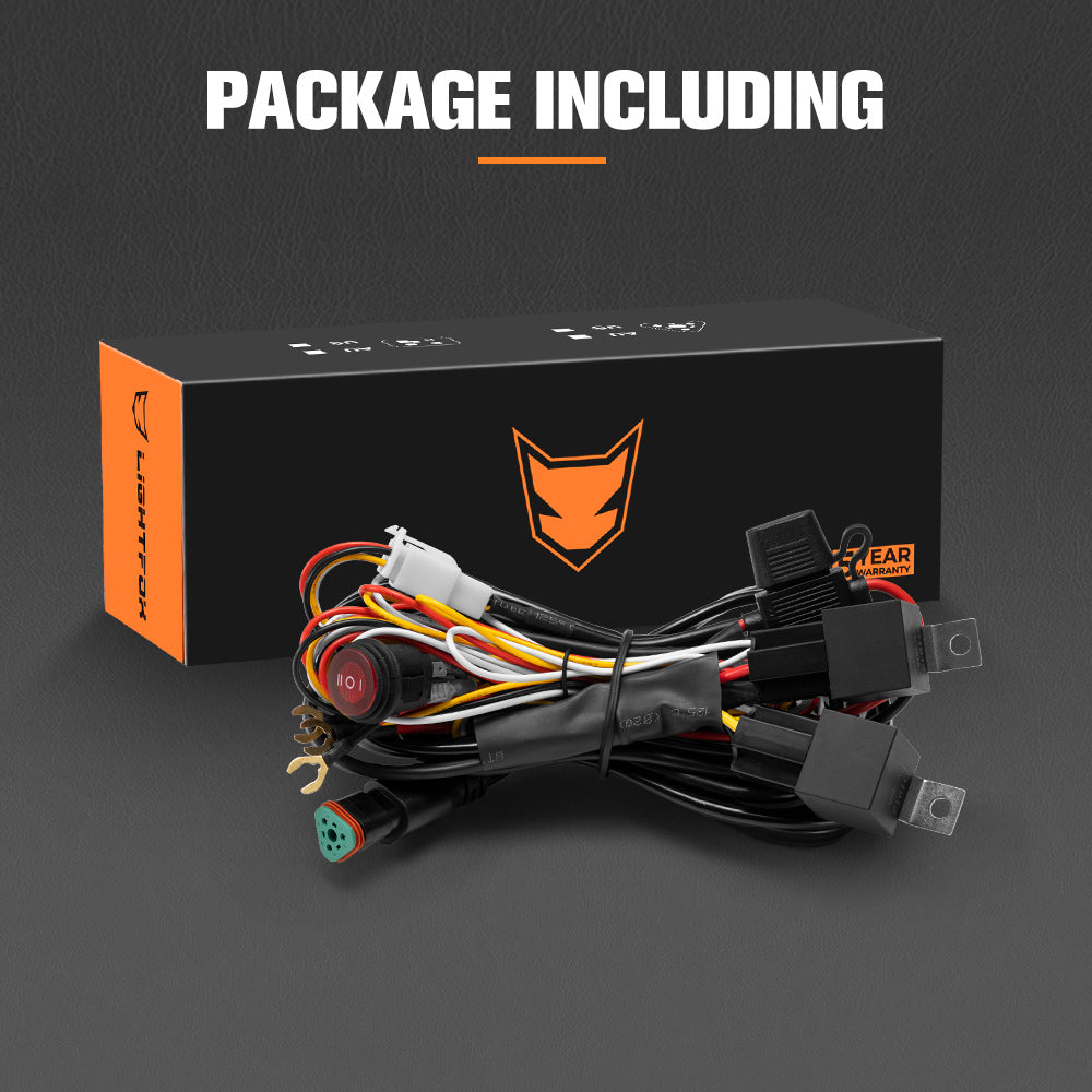 Lightfox High Beam Wiring Harness with DT 3-Pin Connectors For LED Pod Light - Sunyee