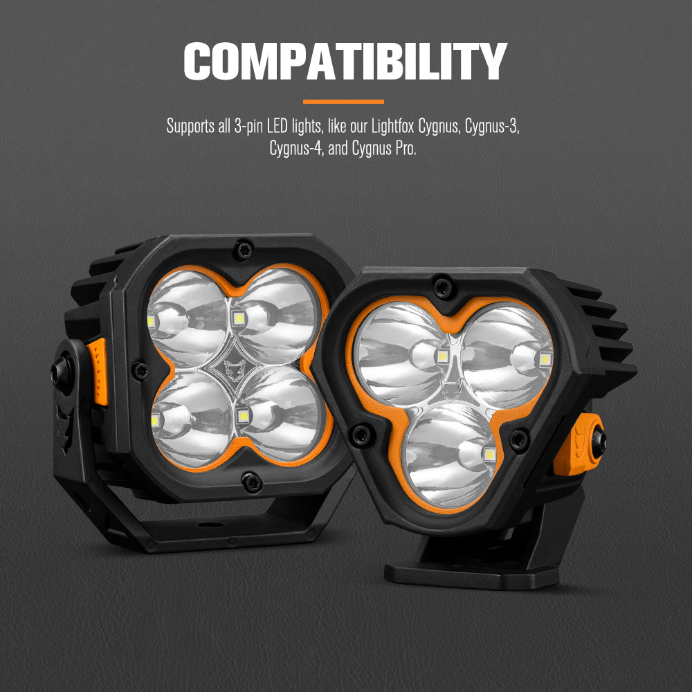 Lightfox High Beam Wiring Harness with DT 3-Pin Connectors For LED Pod Light - Sunyee