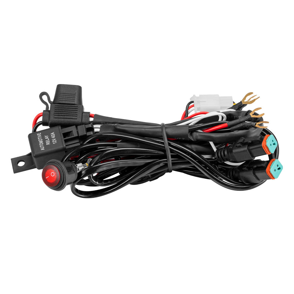 Lightfox 2 Way High Beam Wiring Harness w/ DT 2-Pin Connectors For LED Light Bar - Sunyee