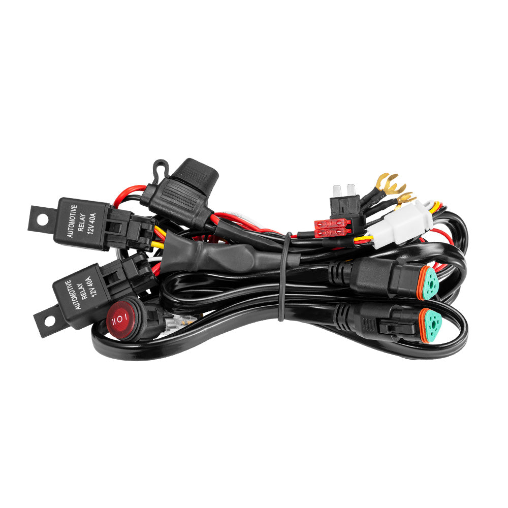 Lightfox 2 Way High Beam Wiring Harness w/ DT 3-Pin Connectors For LED Pod Light - Sunyee