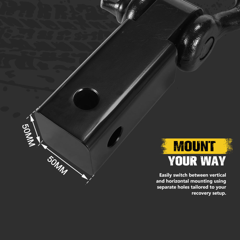 Recovery Hitch Receiver Rated 4.75 Tonne + Bow Shackle Tow Bar Off Road 4x4 4WD - Sunyee