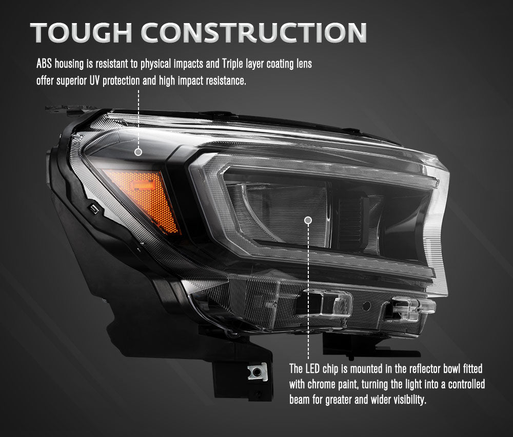 VLAND LED Sequential Indicator Headlights for Ford Ranger 2015-ON Wildtrak Raptor - Sunyee