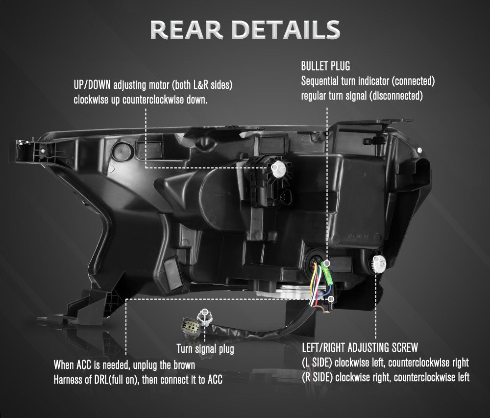 VLAND LED Headlights for Ford Ranger 2015-ON Wildtrak Raptor Sequential Indicator - Sunyee
