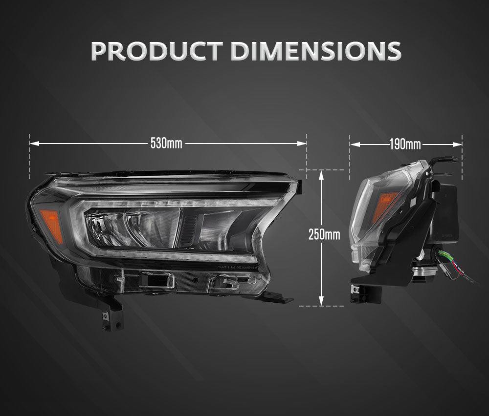 VLAND LED Headlights for Ford Ranger 2015-ON Wildtrak Raptor Sequential Indicator - Sunyee