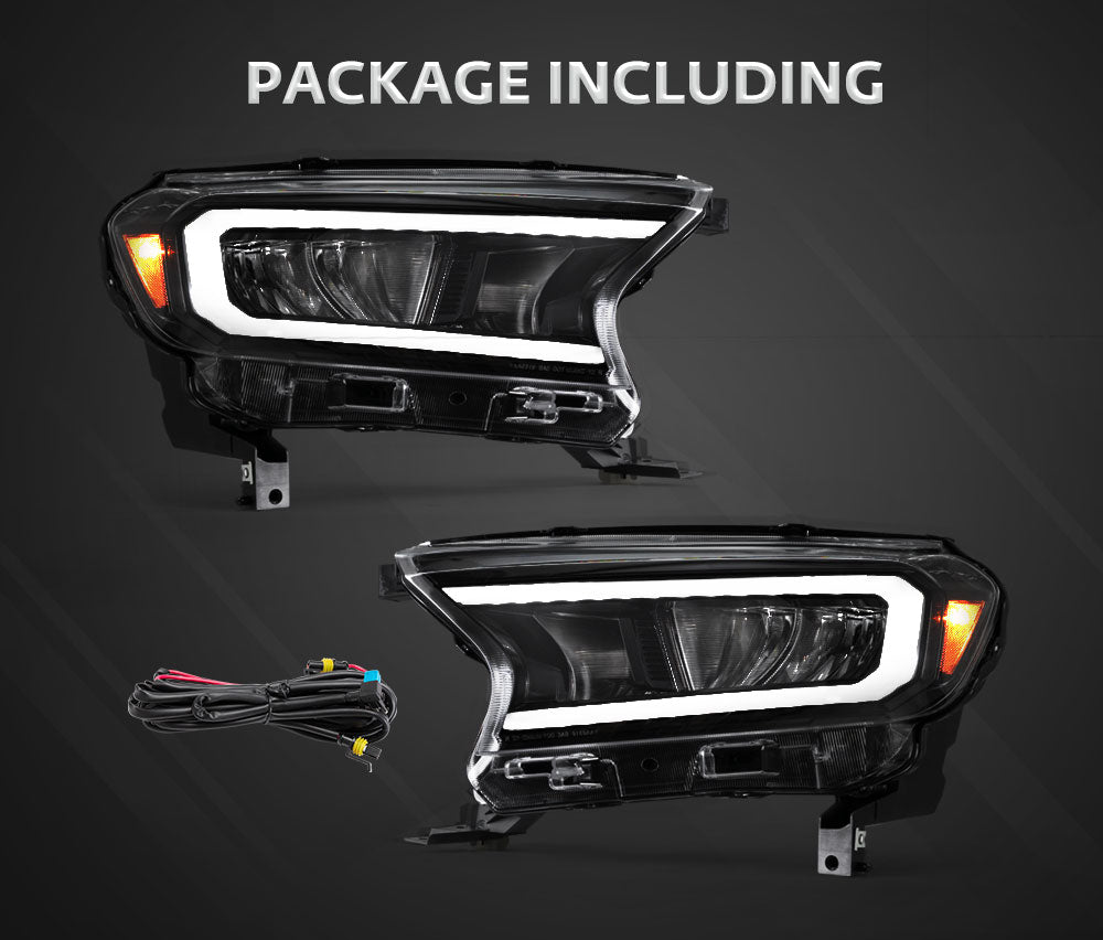 VLAND LED Sequential Indicator Headlights for Ford Ranger 2015-ON Wildtrak Raptor - Sunyee