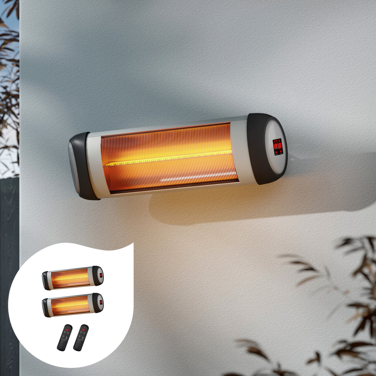Vevare Electric Infrared Radiant Heater 2x1500W Patio Space Strip Heater Remote - Sunyee