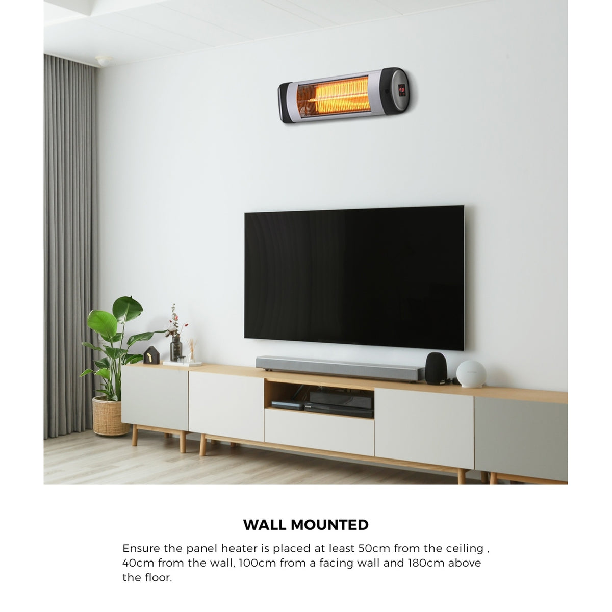 Vevare Electric Infrared Radiant Heater 2x1500W Patio Space Strip Heater Remote - Sunyee