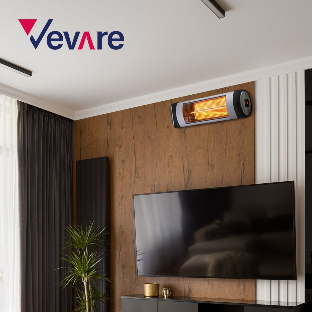 Vevare Electric Infrared Radiant Heater 2x1500W Patio Space Strip Heater Remote - Sunyee