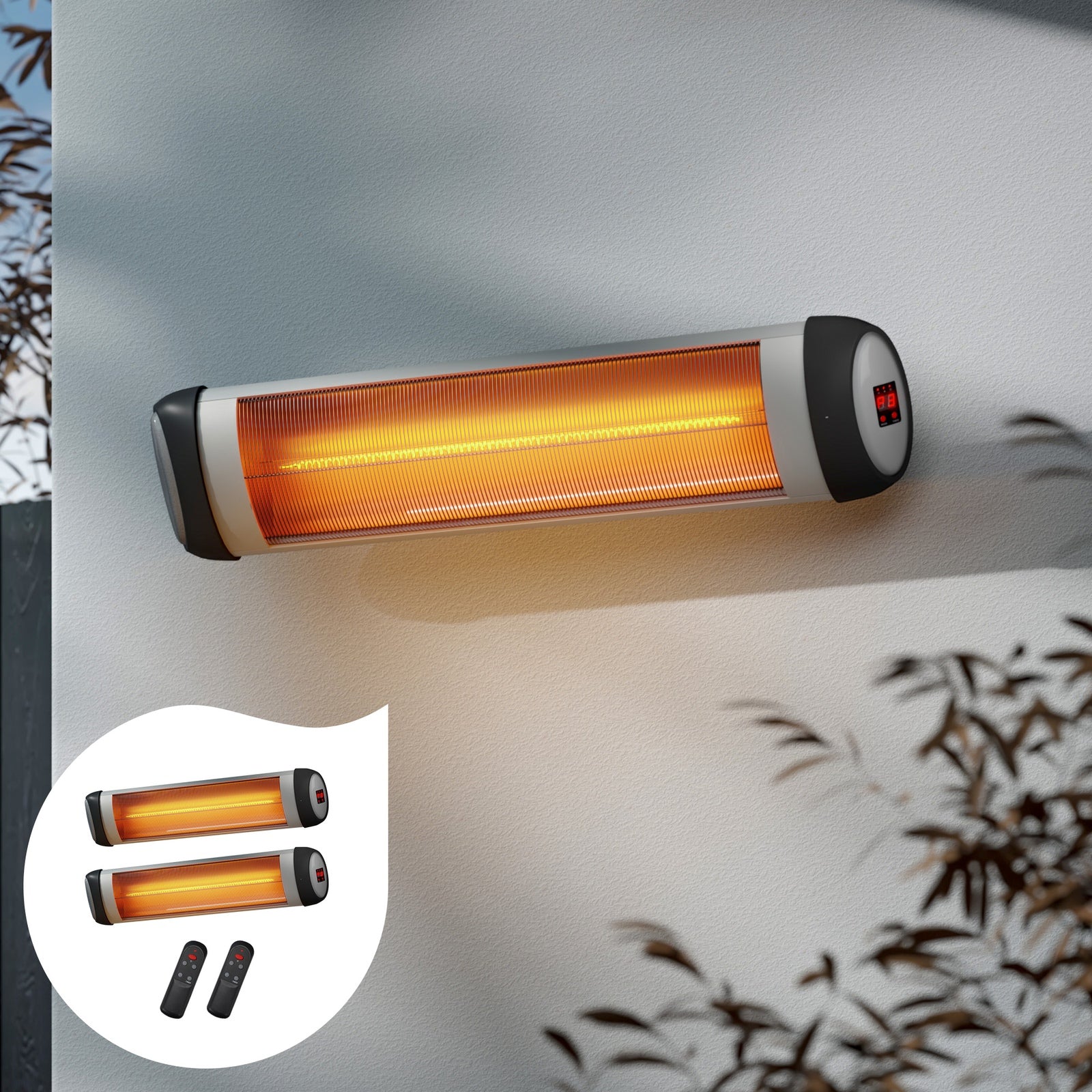 Vevare Electric Strip Infrared Heater Radiant 2PCS 2500W Patio Space Heaters - Sunyee