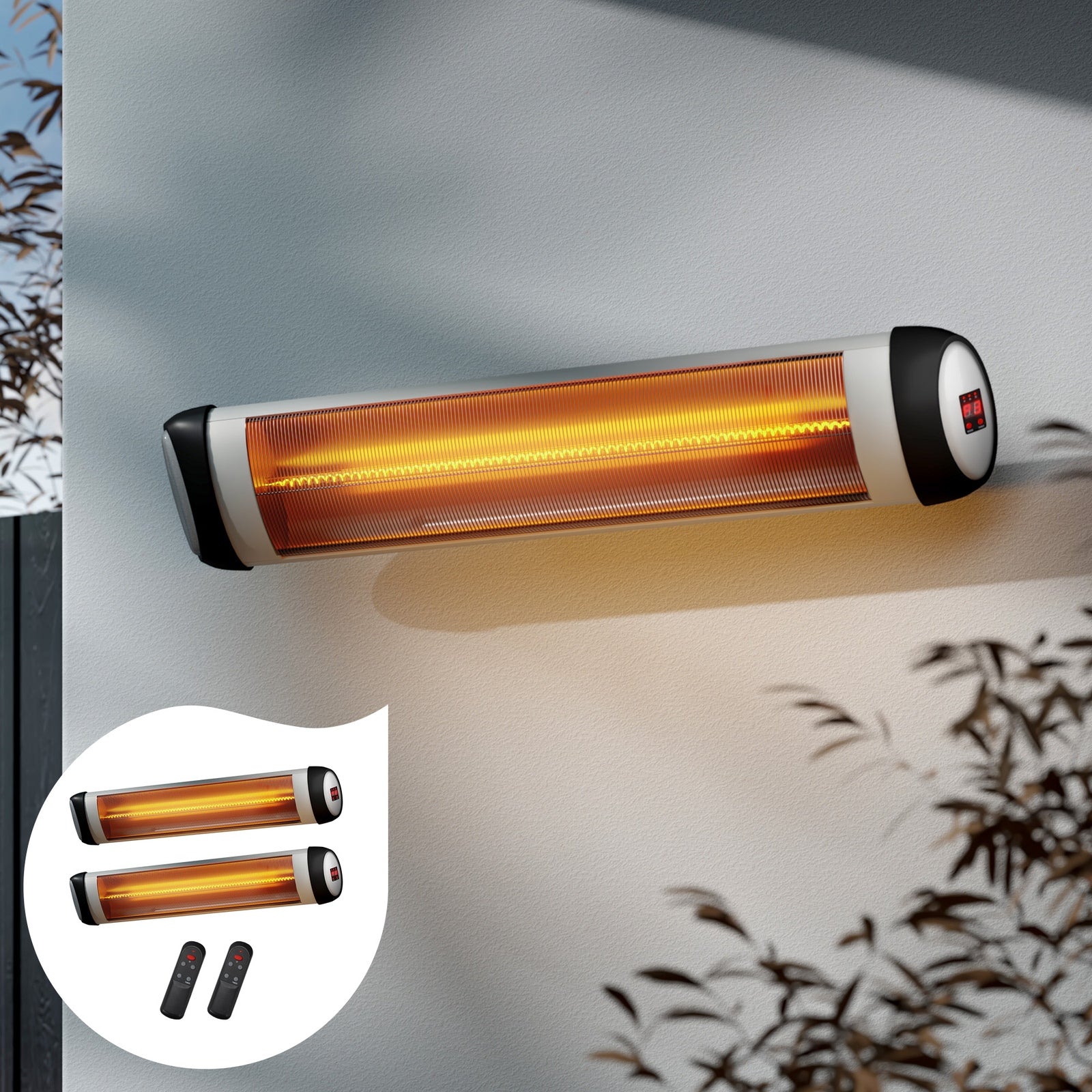 Vevare Electric Strip Infrared Heater Radiant 2x 3000W Patio Space Heater Remote - Sunyee