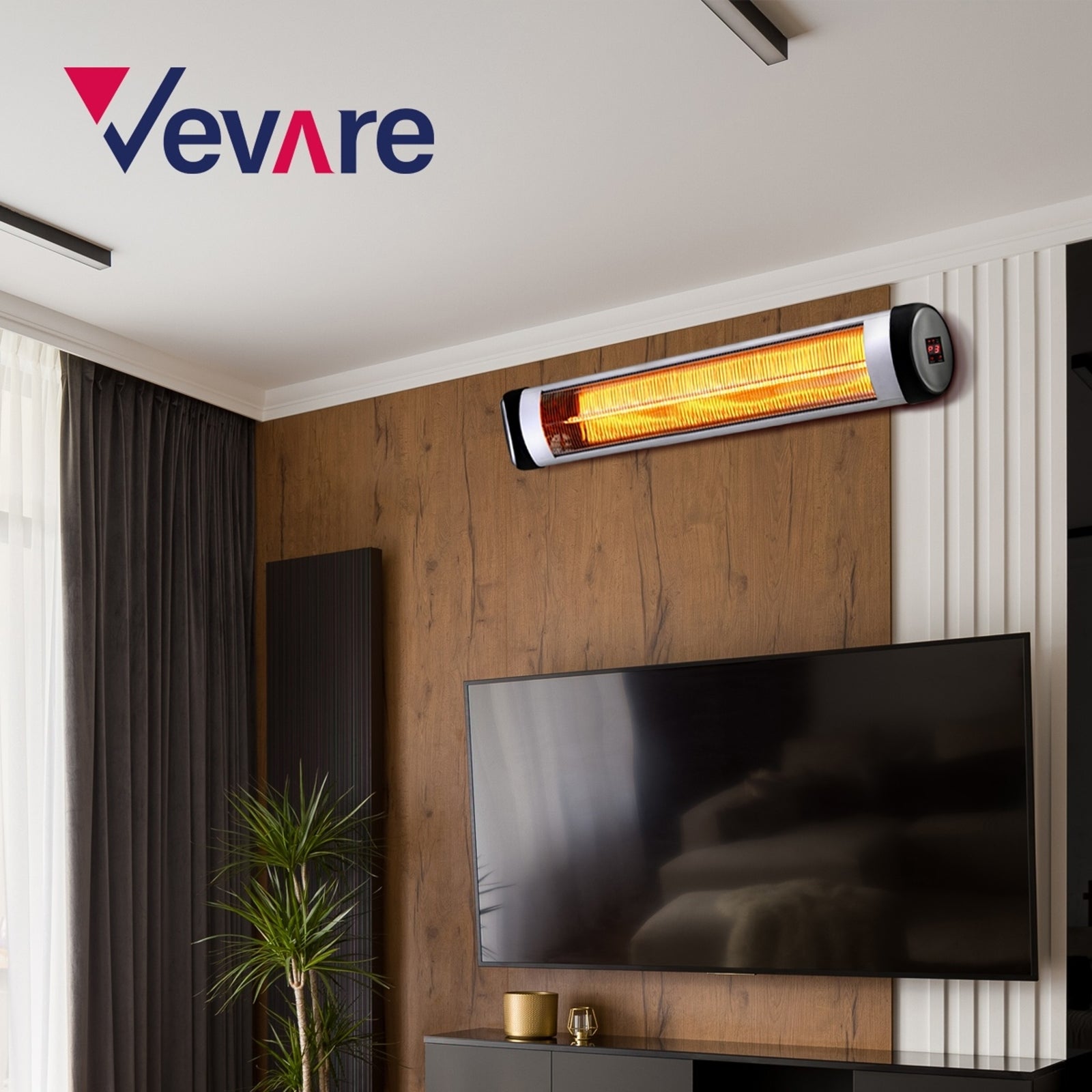 Vevare Electric Strip Infrared Heater Radiant 2x 3000W Patio Space Heater Remote - Sunyee